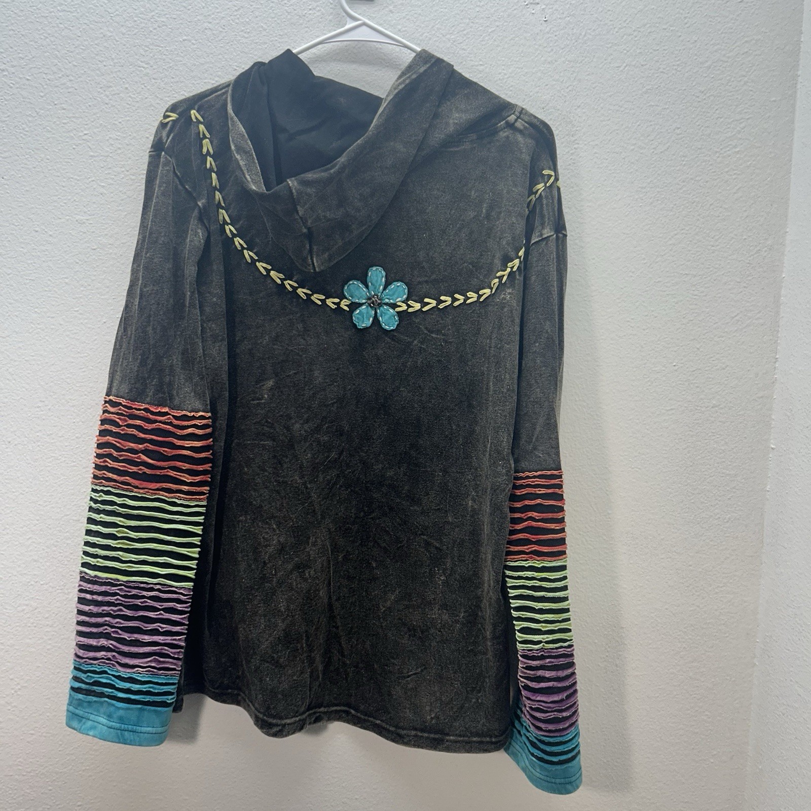 Agan Traders Patchwork Boho Colorful Full Zip Hoo… - image 3