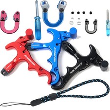 4 Finger 360&deg; Release Aids Drehen Metall D-Loop Compoundbogen Bogenschie&szlig;en Jagd