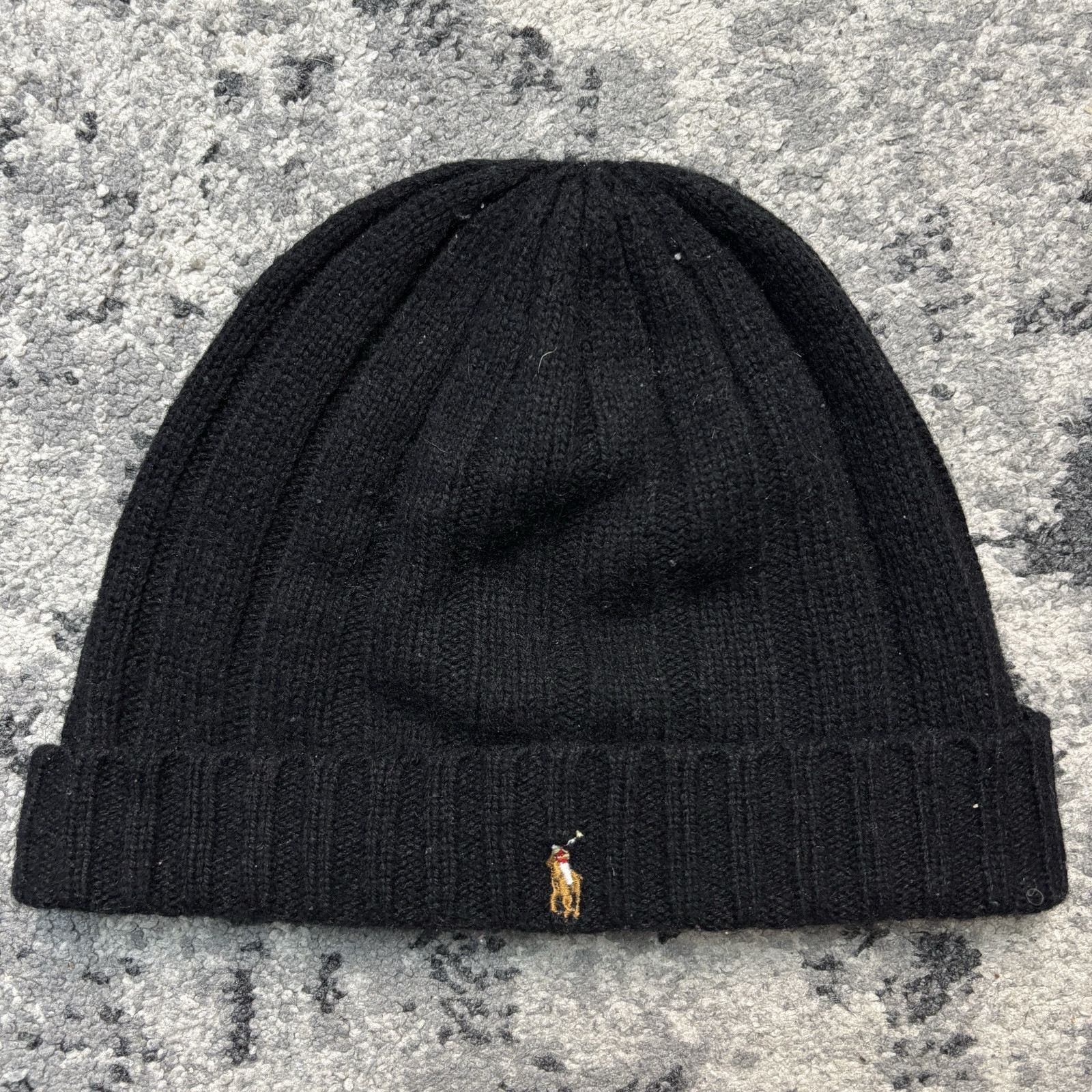 Polo Ralph Lauren Beanie maglia misto lana logo pony nero