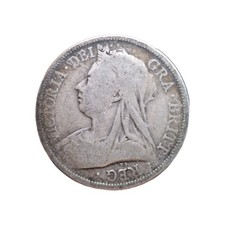 1893 Queen Victoria .925 Silver Half Crown Coin