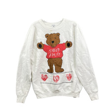 VTG 80s Screen Stars Sweatshirt XL Crew Teddy Bear Hug Valentine Cottagecore USA