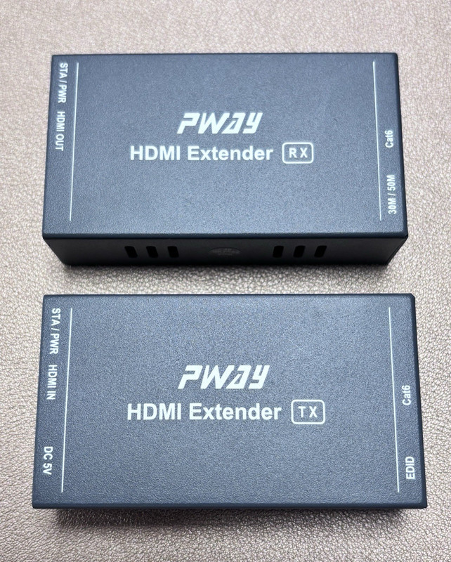 PWAY HDMI Extender TX/RX Transmitter Receiver Set, EDID, Black