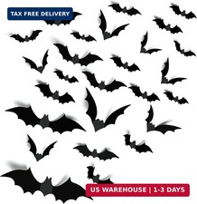 140Pcs 3D Bats Halloween Decorations Realistic PVC Wall Decor