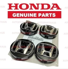 22 - 26 HONDA CIVIC SPORT WHEEL CENTER CAP BLACK/CHROME SET OF 4 OEM NEW