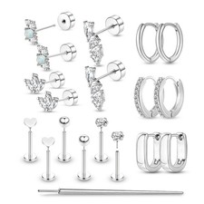 jagosen Flat Back Stud Earrings, Sliver