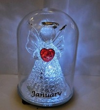 3.5 Inches Tall Glass January Angel With Heart-Shaped Garnet Birthstone 