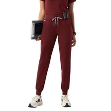 FIGS Zamora Casual Scrub Pant Burgundy Women's Small Technical Collection