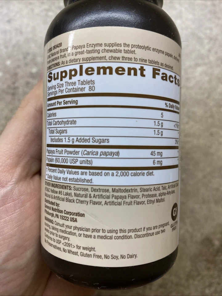 Enzima de papaya marca natural GNC 240 comprimidos masticables Foto 2 de 4