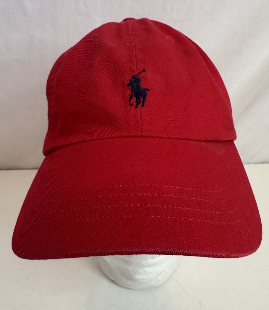 Cappello Polo Ralph Lauren Strapback Rosso Unisex Taglia Unica Cotone Pony