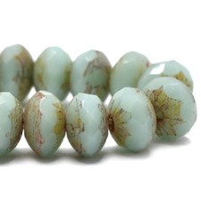 0639 Mint with Picasso Finish, 3x5mm Rondelle, 15 Beads, ron3-25 