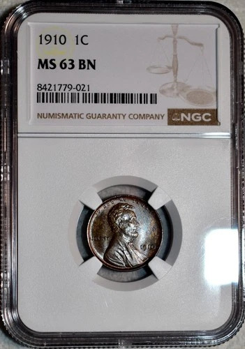 NGC MS-63 BN 1910-P Lincoln Cent, Attractively Toned specimen.