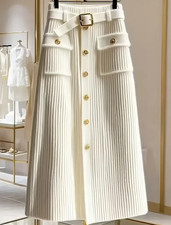 Damenrock Midi Strickrock Herbst-Winter Mode hochgeschnitten modern