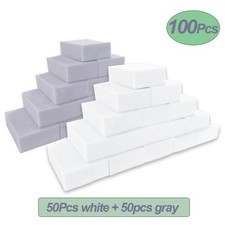Melamine Sponge 100Pcs Magic Sponge Eraser Cleaning Foam Gray White Home Kitchen