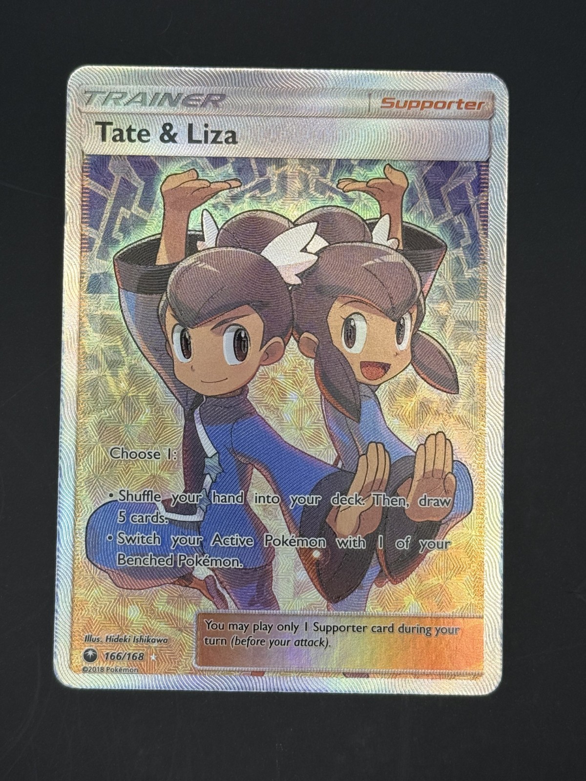 Tate & Liza 166/168 Full Art Ultra Rare Celestial Storm Pokemon Card Holo LP