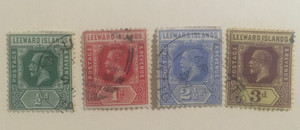 Leeward Islands Stamps , 1912 Scott# 47 , 48 , 50 , 51 - Used Short Set , 111324
