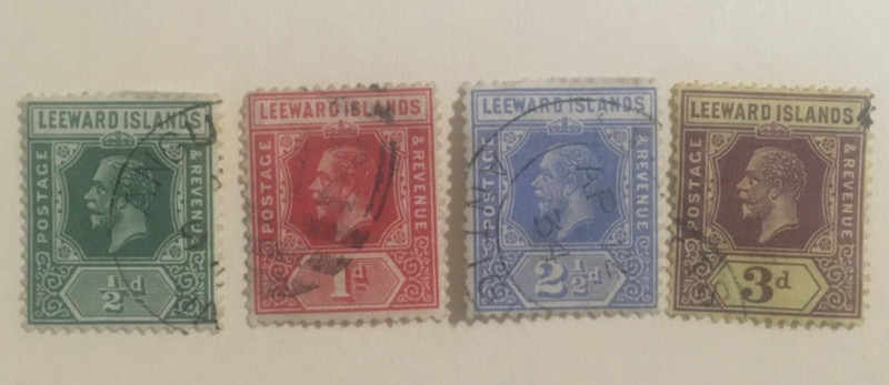 Leeward Islands Stamps , 1912 Scott# 47 , 48 , 50 , 51 - Used Short Set , 111324