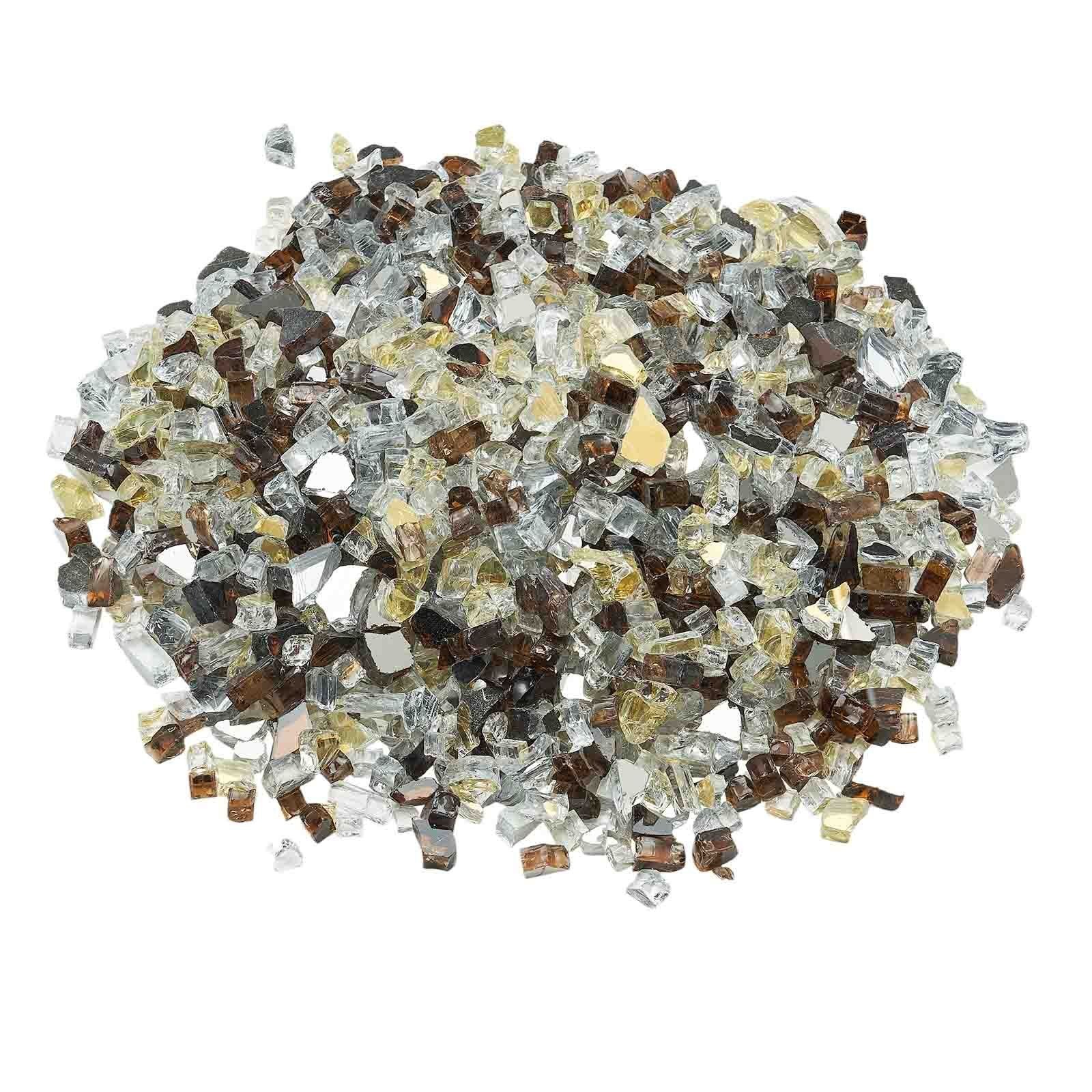 10lb 1/2-Inch Fire Glass Rocks for Fireplace or Fire Pit - Copper Gold Clear