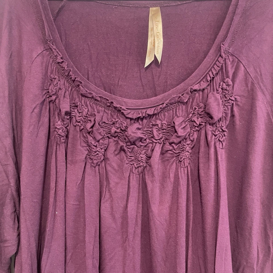 Avenue Luxe Collection Top Women 26/28 Draped Boho Stretch Plus Size Plum Purple - Image 3 of 4