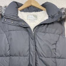 Green Tea Womens Puffer Vest Gray Faux Fur Ho...