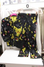Pokemon Black Pajama Set Boys 8 Button Sleepwear Pikachu Poke Ball top 6/7bot 8