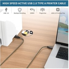 100ft USB Printer Cable - High Speed Active USB Cord