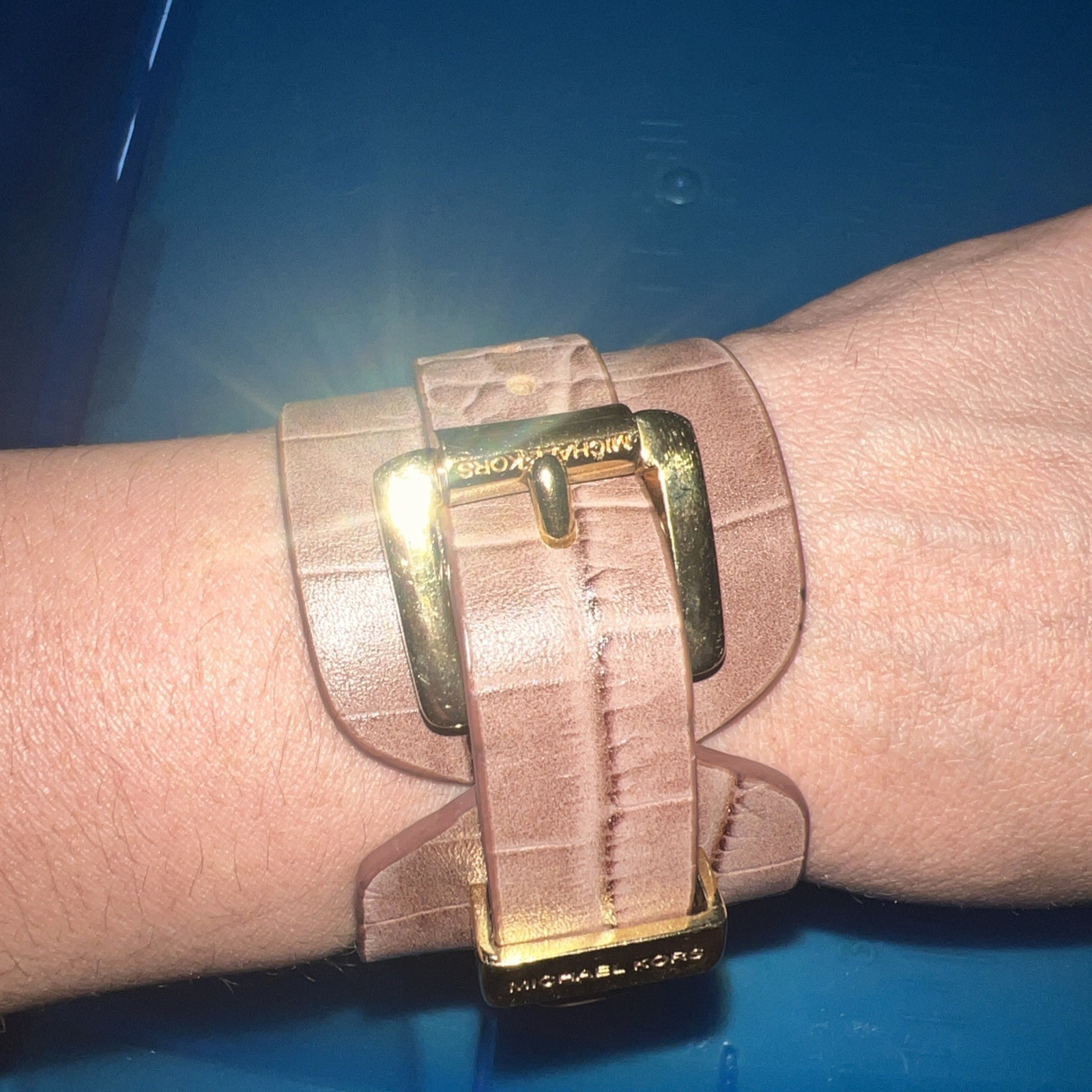 Michael Kors Double Wrap Cuff Bracelet~Genuine Le… - image 1