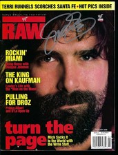 EB3256  MICK FOLEY TERRI RUNNELS X2 Signed vintage WWF RAW Magazine w/COA