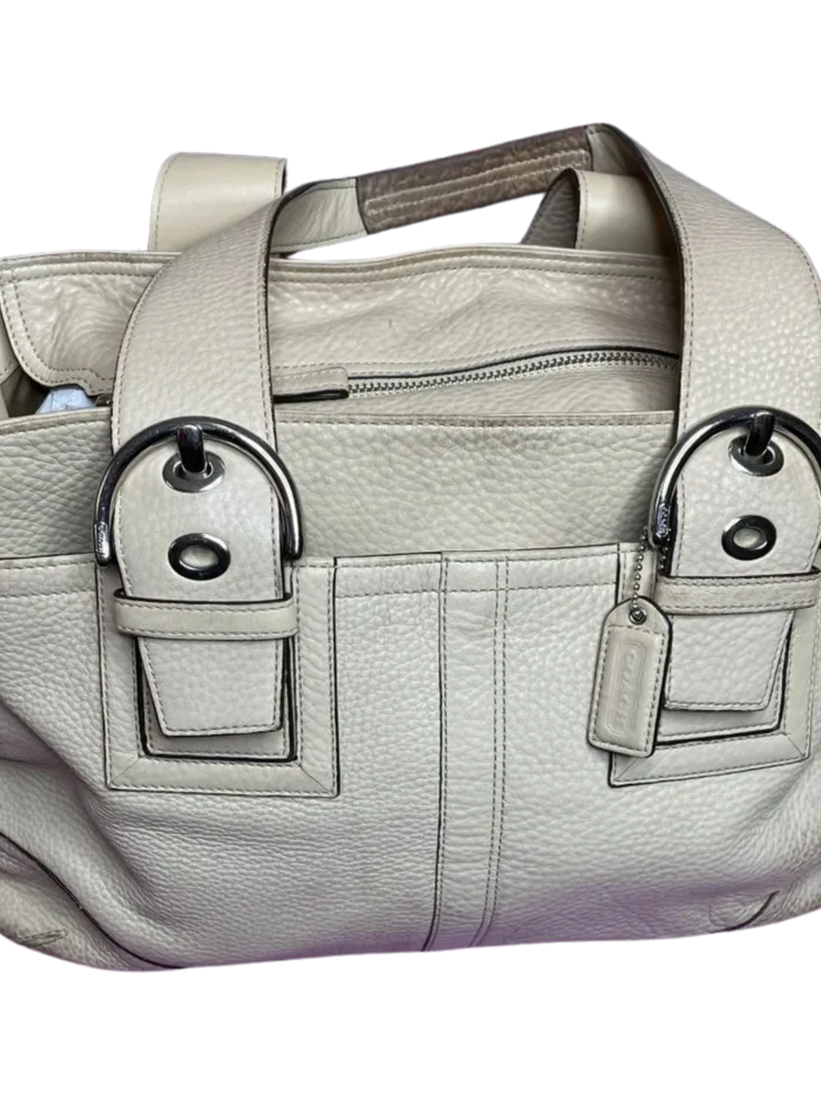 Coach Off White Pebble Leather Zip Tote L0751-F10912