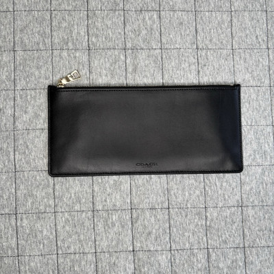 Coach Kosmetiktasche Tasche Skinny Wallet Slim Case Silber Hardware Schwarz