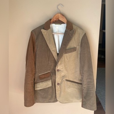 Mark McNairy Mens Corduroy Patchwork Blazer Jacket Size 38 Brown Tones USA