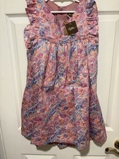 Tea Collection Girls Dress Hydrangea Red Mallee Flower Size 6