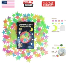 200Pcs Glow in The Dark Stars Stickers - 3D Ceiling Decor for Kids Bedrooms