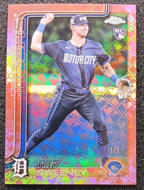 2025 Topps Chrome Logofractor Trey Sweeney 1/1 Rose Gold Superfractor RC Tigers