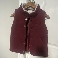 Thread & Supply Burgundy Snap Front Lined Pocket Vest Size S
