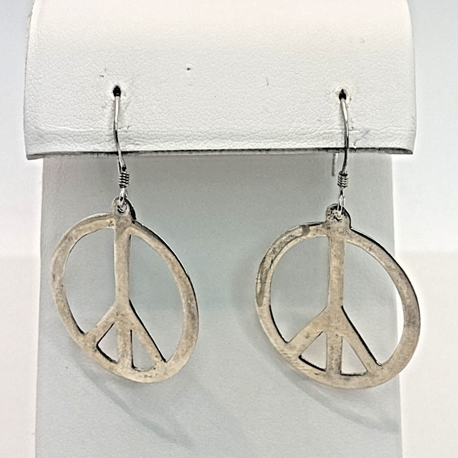 STUNNING .925 Sterling Silver Estate Dangle Peace Sign Earring
