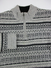 Mens Large LL Bean Shetland Wool nordic sweater 1/4 zip