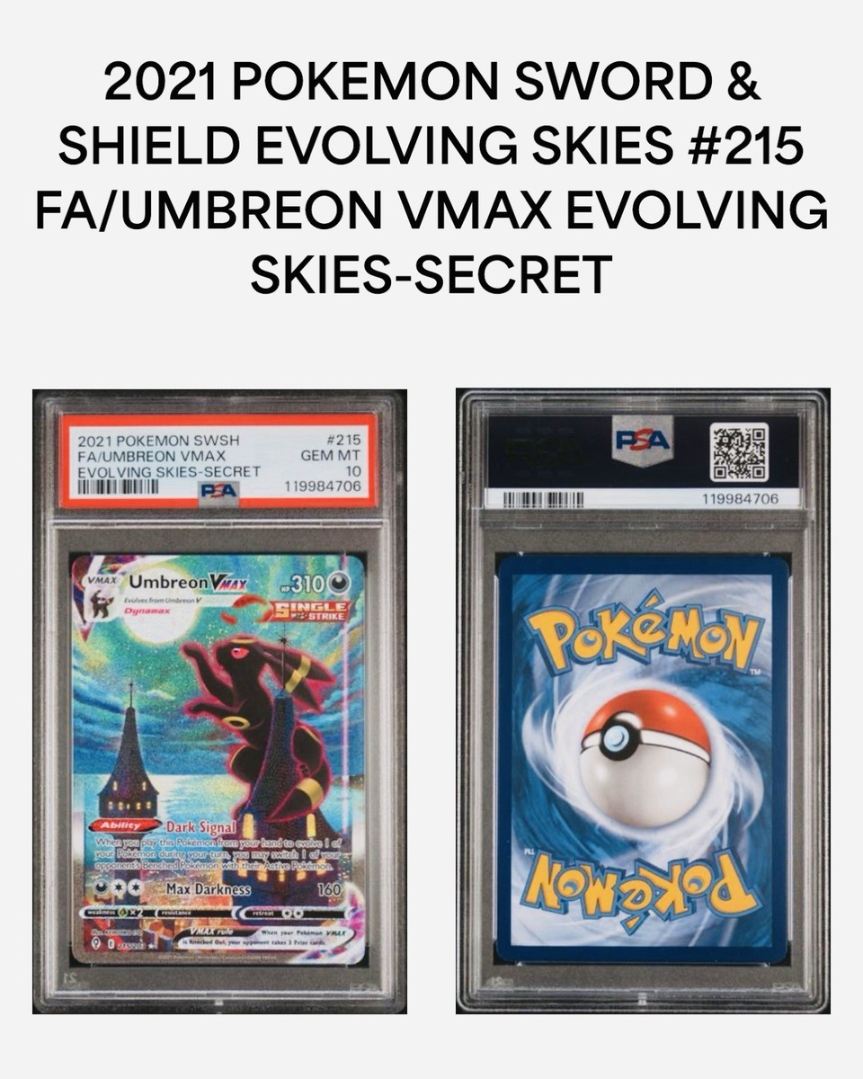 Umbreon VMAX 215/203 Alt Art Moonbreon Pokemon Evolving Skies PSA 10 GEM  MINT