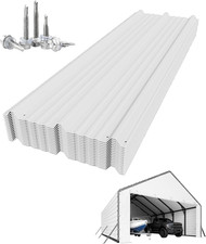 27 Ga Galvanized Steel Ribbed Roofing Panels 60x20 in Metal Carport Kit 16 Pc Wh