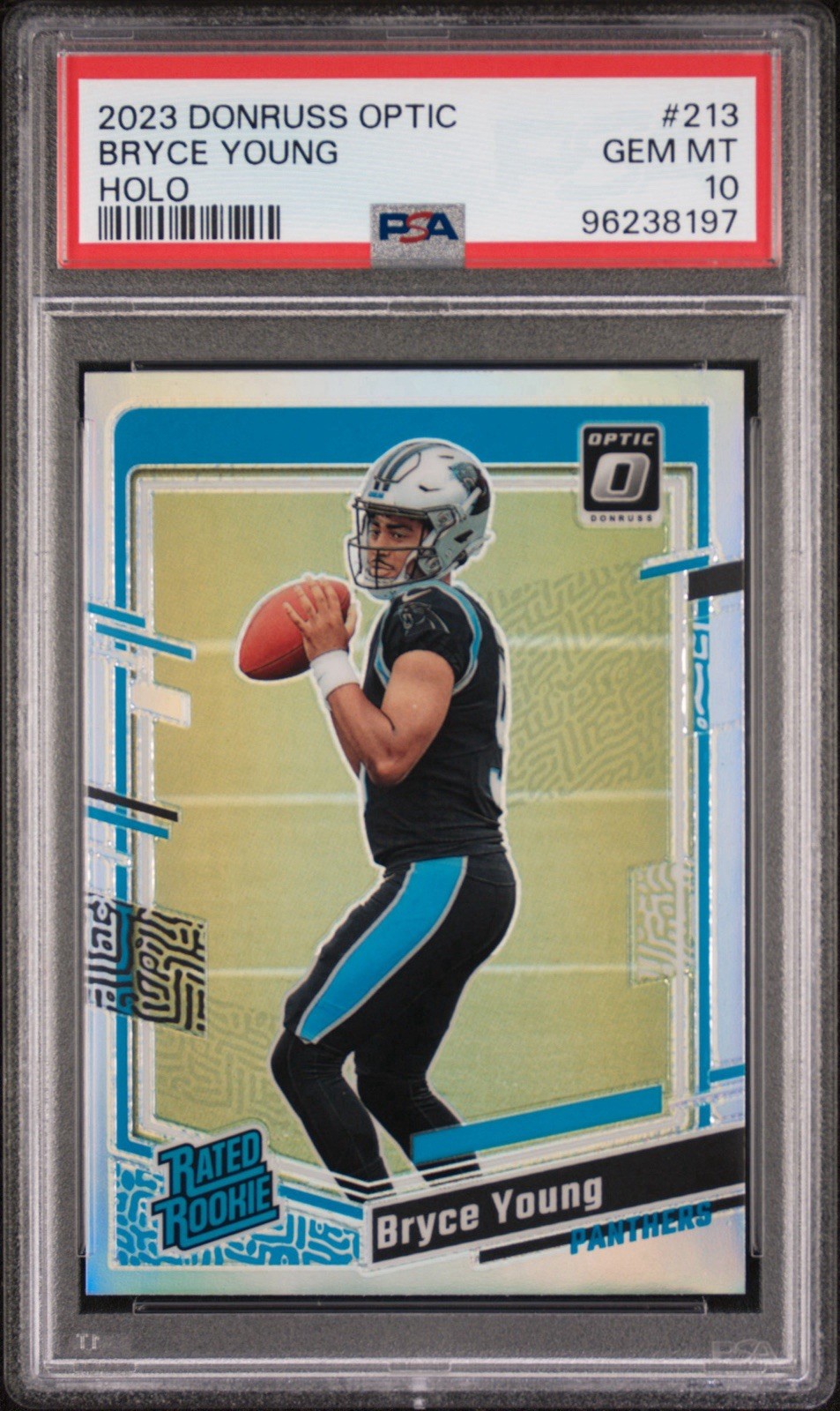 2023 BRYCE YOUNG PANINI DONRUSS OPTIC HOLO RATED ROOKIE RC #213 PSA 10 GEM