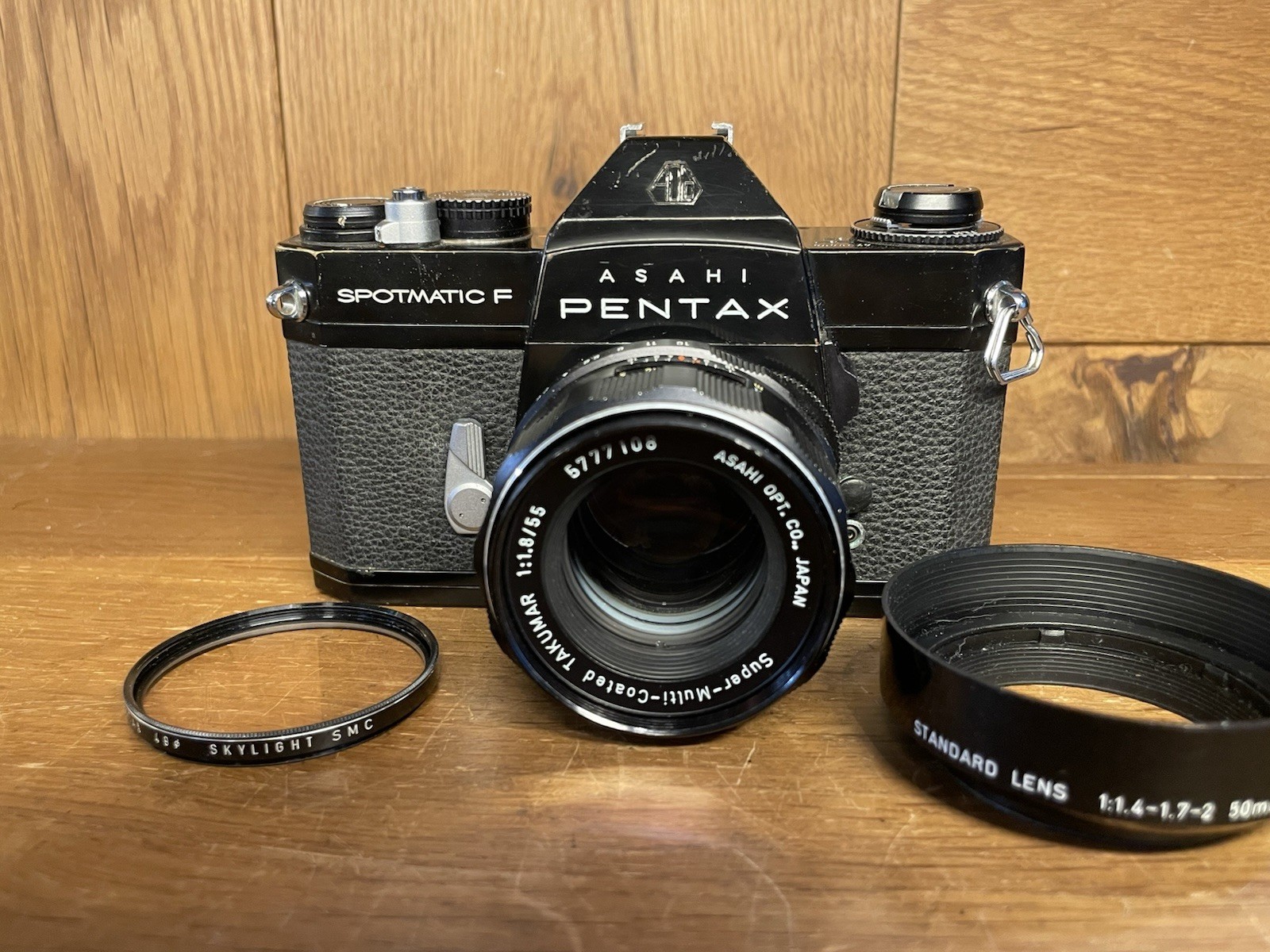 Near Mint Pentax SPF Spotmatic F Black Film Camera SMC Takumar 55mm F/1.8
