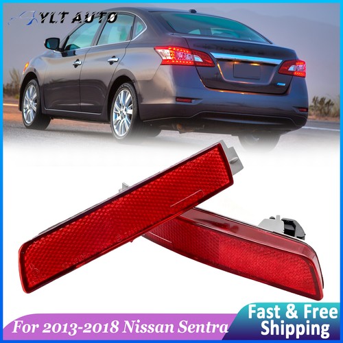 Left+Right Red Lens For 2013-2018 Nissan Sentra Rear Bumper Reflector Lamp Light
