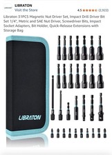 21PCS Magnetic Nut Driver Set Impact Drill Driver Bit Set 1/4 Metric and SAE Nut