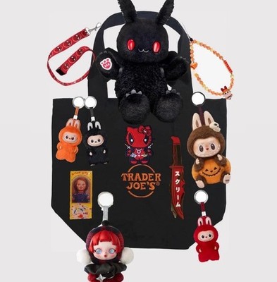 POP MART x TRADER JOES Custom Canvas Mini Tote Bag  - Black & Orange