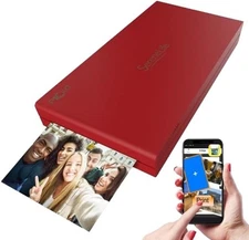 SERENELIFE WIRELESS INSTANT PHOTO PRINTER - PORTABLE BORDERLESS PICTURES - RED