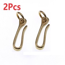 2Pcs S Retro Solid Brass KeyChain Key Ring Belt U Hook Wallet Chain Fish Hook t