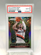 Damian Lillard 2014 Panini Prizm Fireworks Silver PSA 10 Trailblazers #3