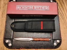 Rough Ryder Fixed Blade Knife 3.25" Stainless Steel Blade Leather Handle &Sheath