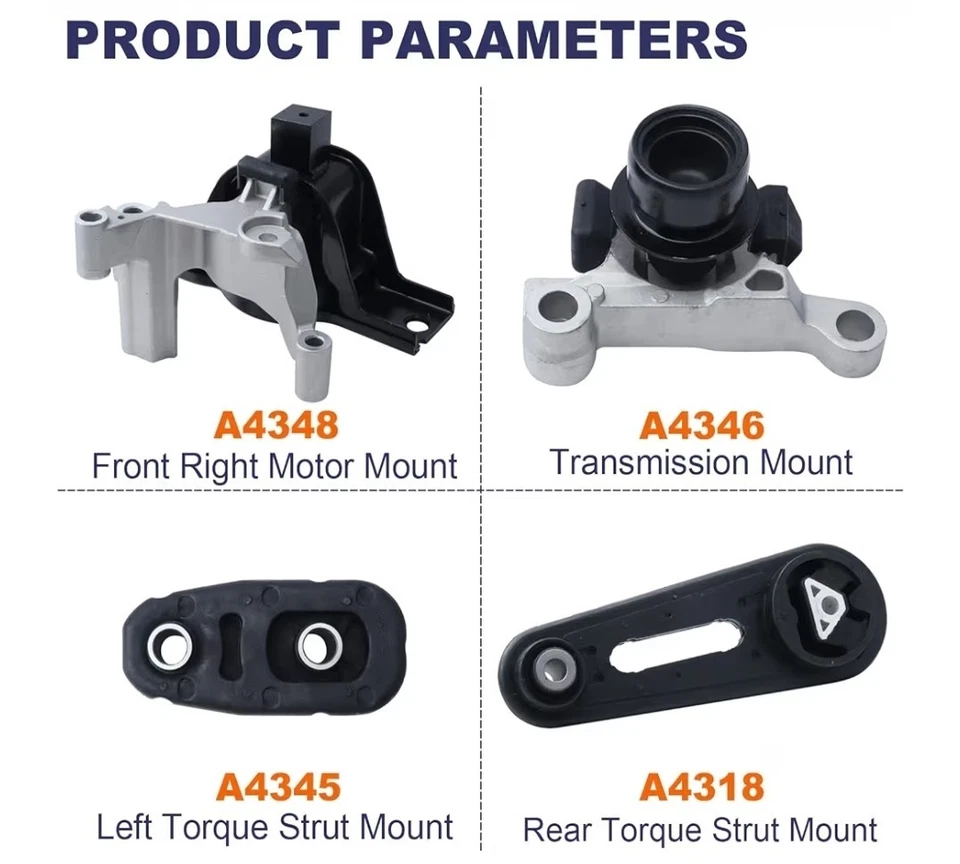 Soporte de motor y transmisión 4 piezas para Nissan Sentra 2007-2012 L4 2,0 L automático Foto 3 de 4