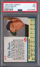 1962 Post Cereal #3 CLETIS CLETE BOYER PSA 7 NM NY YANKEES Tough POP 3 5 HGR