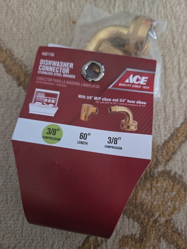 Ace 3/8 Diameter  Dishwasher Connector 3/8 Mip Elbow and 3/4 hose Elbow No Hose